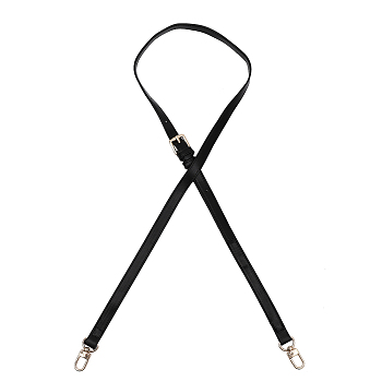 Adjustable PU Leather Bag Straps, with Alloy Swivel Clasps, Black, 105~120.8x1.5x0.45cm