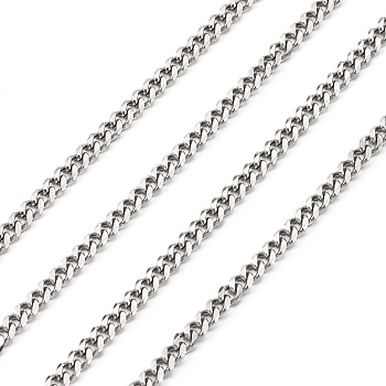 304 Stainless Steel Twist Chains, Faceted, Unwelded, Stainless Steel Color, 3x1.2mm