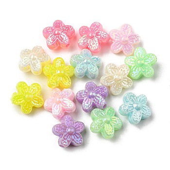 Acrylic Beads, AB Color Plated, Flower, Mixed Color, 10.5x10.5x6mm, Hole: 1.4mm, 2272/500g