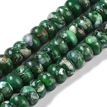 Dyed Synthetic Imperial Jasper Beads Strands, Rondelle, Green, 10x6mm, Hole: 1.5mm, about 68pcs/strand, 15.75''(40cm)