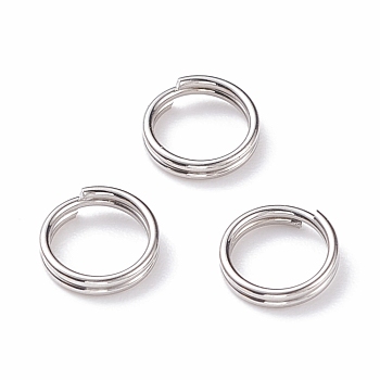 304 Stainless Steel Split Rings, Double Loops Jump Rings, Stainless Steel Color, 8x1.5mm, Inner Diameter: 6.5mm, Single Wire: 0.75mm