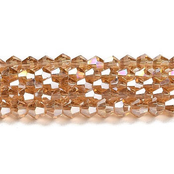 Transparent Electroplate Glass Beads Strands, AB Color Plated, Faceted, Bicone, Peru, 4x4mm, Hole: 0.8mm, about 82~85pcs/strand, 12.01~12.2 inch(30.5~31cm)