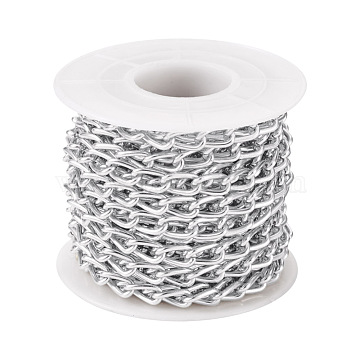 Aluminium Curb Chains, Unwelded, Silver, 9x5.5x1mm(X-CHA-T001-31S)