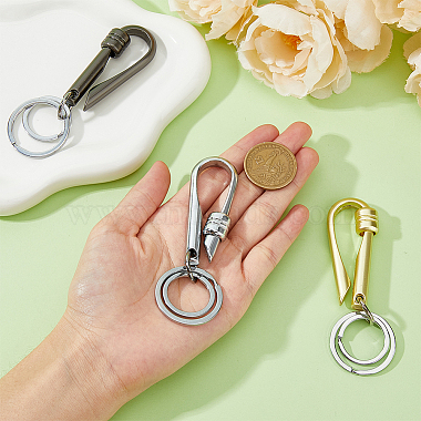 3Pcs 3 Colors Alloy Heavy Duty Keychains with 2 Detachable Key Rings(FIND-HY0002-93)-3