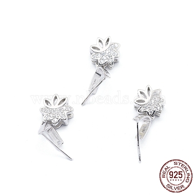 Platinum Clear Sterling Silver+Cubic Zirconia Ice Pick Pinch Bails