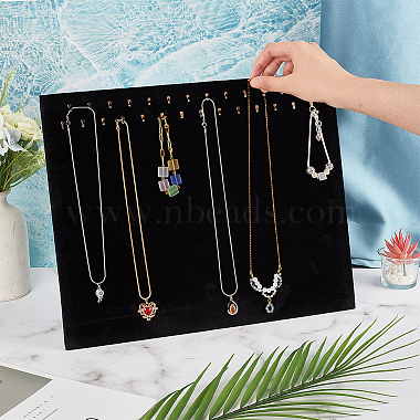 28 Golden Hooks Velvet Necklace Display Board(NDIS-WH0016-02)-3