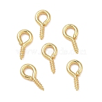 Brass Screw Eye Pin Peg Bails, Rack Plating, Long-Lasting Plated, Lead Free & Cadmium Free, Real 18K Gold Plated, 8.5x4x1mm, Hole: 2mm(KK-D289-56G)