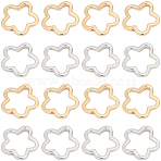 2 Colors CCB Plastic Bead Frames, Flower, Platinum & Golden, 16x3mm, Hole: 1.4mm, Inner Diameter: 10x14mm, 100pcs/color(CCB-SC0001-18)