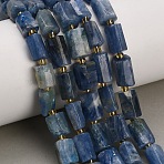 Natural Kyanite/Cyanite/Disthene Beads Strands, Column, Faceted, with Seed Beads, 10~12x5~8x5~8.5mm, Hole: 0.9mm, about 31pcs/strand, 15.94''(40.5cm)(GG-CBAF9EE-B01-01)