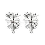 Brass Micro Pave Cubic Zirconia Stud Earring Findings, Cadmium Free & Nickel Free & Lead Free, Flower, Platinum, 19x16mm, Hole: 1.2mm, Pin: 12x0.8mm(KK-K371-39P)