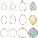30Pcs 6 Styles Alloy Open Back Bezel Pendants, for DIY UV Resin, Epoxy Resin, Pressed Flower Jewelry, Mixed Shapes, Golden, 38x25x5mm, Hole: 1.8mm, 5Pcs/Style(FIND-OC0001-13)