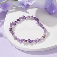 Natural Amethyst Chips Beaded Stretch Bracelets for Women, Inner Diameter: 2-1/4~2-1/2 inch(50~52mm)(BJEW-JB10046-06)