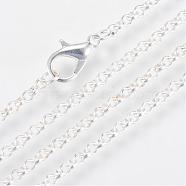 Iron Rolo Chains Necklace Making, with Lobster Clasps, Soldered, Silver Color Plated, 29.5 inch(75cm)(MAK-R017-75cm-S)
