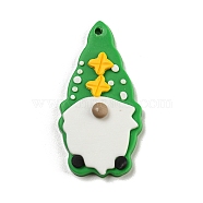Saint Patrick's Day Handmade Polymer Clay Pendants, Gnome, 40x20.5x6.5mm, Hole: 1.8mm(CLAY-E008-02C)