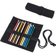 Nbeads Handmade Canvas Pencil Roll Wrap 12 Holes, Multiuse Roll Up Pencil Case, Pen Curtain, for Coloring Pencil Holder Organizer, Black, 20.2x22.2x0.4cm(ABAG-NB0001-44B)