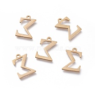 304 Stainless Steel Charms, Greek Alphabet, Golden, Letter.S, 14x10x1mm, Hole: 1.2mm(STAS-L263-17G)