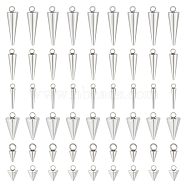 60Pcs 6 Style 304 Stainless Steel Pendants, Spike/Cone, Stainless Steel Color, 6.5~14x2~7mm, Hole: 1~2mm, 10pcs/style(STAS-UN0042-49)