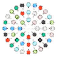 48Pcs 8 Colors Electroplated Natural Quartz Stainless Steel Faceted Flower Charms, Stainless Steel Color, Mixed Color, 9x6.5x3mm, Hole: 1mm, 6pcs/color(STAS-UN0056-90)