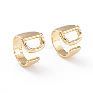 Brass Cuff Rings, Open Rings, Long-Lasting Plated, Real 18K Gold Plated, Letter.D, Size 6, 17mm(RJEW-L097-06D)