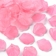 Transparent Frosted Acrylic Pendants, Petaline, Hot Pink, 19.5x16.5x4mm, Hole: 1.5mm(MACR-S371-01A-704)