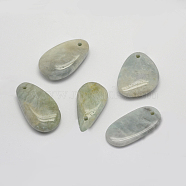 Natural Aquamarine Pendants, Mixed Shapes, 30~66x18~52x3~14mm, Hole: 2mm(G-G694-B-01)