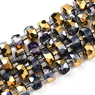 Electroplat Glass Beads Strands, Rainbow Plated, Faceted, Rondelle, Gold, 8x5mm, Hole: 1.2mm, about 80pcs/strand, 22.83 inch(X-EGLA-Q092-8mm-D03)