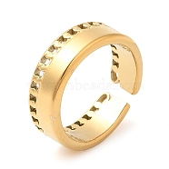304 Stainless Steel Hollow Open Cuff Rings for Women, Real 18K Gold Plated, Inner Diameter: 17.8mm(STAS-D085-34G)
