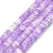 Handmade Polymer Clay Beads Strands, for DIY Jewelry Crafts Supplies, Heishi Beads, Disc/Flat Round, Lilac, 6x0.5~1mm, Hole: 1.8mm, about 290~320pcs/strand, 15.75 inch~16.14 inch(40~41cm)(CLAY-R089-6mm-162)