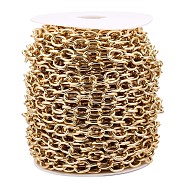 Aluminium Cable Chains, Unwelded, with Spool, Golden, 12.5x9.5x2mm, about 65.62 Feet(20m)/Roll(CHA-T001-48G)