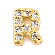 Rack Plating Brass Micro Pave Cubic Zirconia Cabochons, Cadmium Free & Lead Free, Long-Lasting Plated, Real 18K Gold Plated, Letter R, 6x4.5x2mm(KK-F874-04G-R)