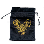 Velvet Tarot Cards Storage Bags, Tarot Desk Storage Holder, Black, Owl Pattern, 18x13cm(ZODI-PW0002-01D-01)