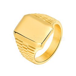 Rectangle 304 Stainless Steel Finger Rings for Men, Golden, 17.5mm, US Size 10(19.8mm)(FS-WG80AFC-06)