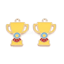 Alloy Enamel Pendants, Trophy Charms, Light Gold, Gold, 22x17x1mm, Hole: 1.6mm(ENAM-Q004-01KCG-14)