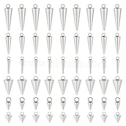 60Pcs 6 Style 304 Stainless Steel Pendants, Spike/Cone, Stainless Steel Color, 6.5~14x2~7mm, Hole: 1~2mm, 10pcs/style(STAS-UN0042-49)