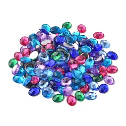 Imitation Taiwan Acrylic Rhinestone Cabochons, Faceted, Flat Back Oval, Mixed Color, 10x8x3mm, about 2000pcs/bag(GACR-A008-8x10mm-M)