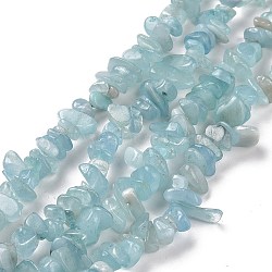 Natural Aquamarine Chips Beads Strands, Grade A, 2.5~6x4.5~10.5mm, Hole: 0.8~1mm, about 33.86 inch(86cm)(X-G-D0002-A02)