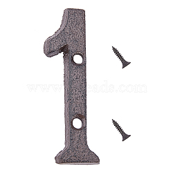 Iron Home Address Number, with 2pcs Screw, Num.1, Num.1: 74x19x5mm, Hole: 5.3mm(AJEW-WH0126-24A)