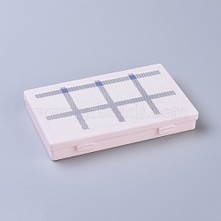 Printing Plastic Boxes, Bead Storage Containers, with Grid Pattern, Rectangle, Pink, 17.5x11.2x2.7cm(CON-I008-04A-01)