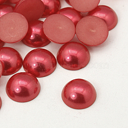 Half Round Domed Imitated Pearl Acrylic Cabochons, Crimson, 5x2.5mm(OACR-H001-4K)