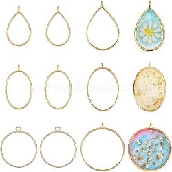 30Pcs 6 Styles Alloy Open Back Bezel Pendants, for DIY UV Resin, Epoxy Resin, Pressed Flower Jewelry, Mixed Shapes, Golden, 38x25x5mm, Hole: 1.8mm, 5Pcs/Style(FIND-OC0001-13)