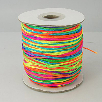 Nylon Thread, Nylon Jewelry Cord for Bracelets Making, Round, Colorful, 1mm in diameter, 225yards/roll