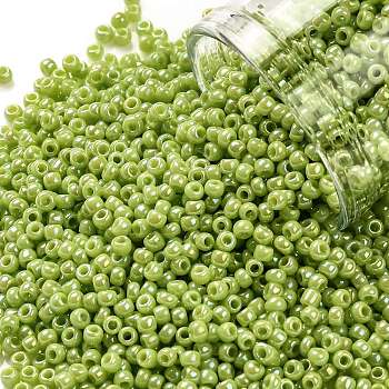 TOHO Round Seed Beads, Japanese Seed Beads, (404) Opaque AB Sour Apple, 11/0, 2.2mm, Hole: 0.8mm, about 1103pcs/10g