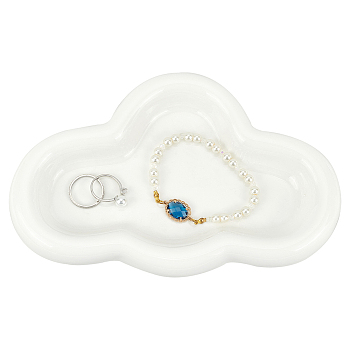 Cloud Shape Ceramic Jewelry Plate, for Rings Bracelets Necklaces, WhiteSmoke, 135x210x28mm