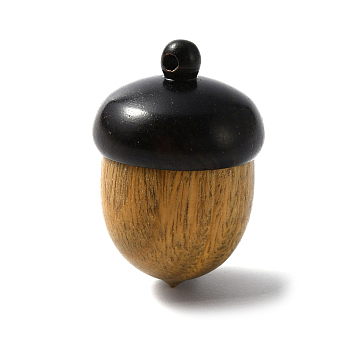 Wooden Acorn Box Jewelry Pendants, Autumn Acorn Charm, with Screw Cap, Secret Canister, Peru, 29~30x20~21mm, Hole: 1.4~1.8mm, Inner Diameter: 13mm