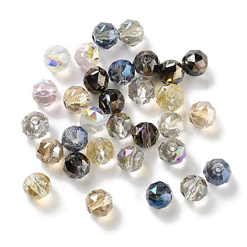 Electroplate Round Glass Beads, Faceted, Mixed Color, 8mm, Hole: 1.4mm