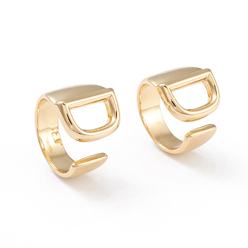 Brass Cuff Rings, Open Rings, Long-Lasting Plated, Real 18K Gold Plated, Letter.D, Size 6, 17mm
