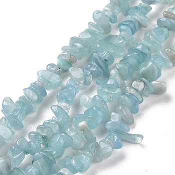 Natural Aquamarine Chips Beads Strands, Grade A, 2.5~6x4.5~10.5mm, Hole: 0.8~1mm, about 33.86 inch(86cm)