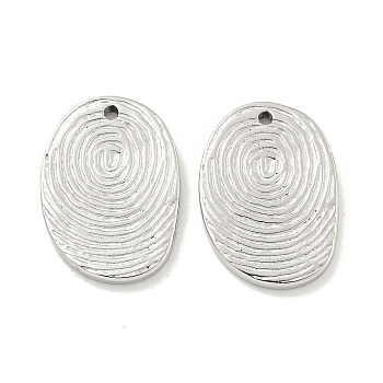 Non-Tarnish 304 Stainless Steel Pendants, Oval Charms, Stainless Steel Color, 17.5x12.5x1.9mm, Hole: 1.2mm