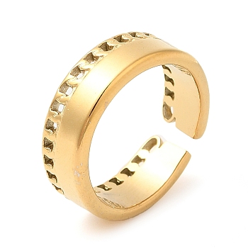 304 Stainless Steel Hollow Open Cuff Rings for Women, Real 18K Gold Plated, Inner Diameter: 17.8mm