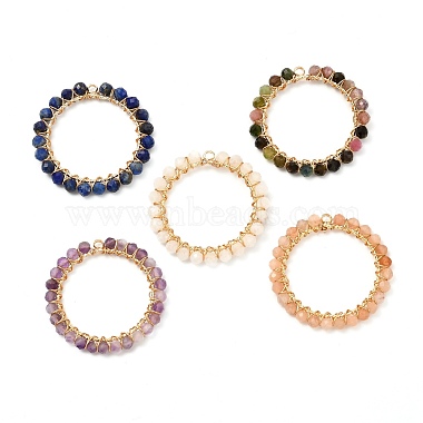 Real 18K Gold Plated Ring Mixed Stone Pendants